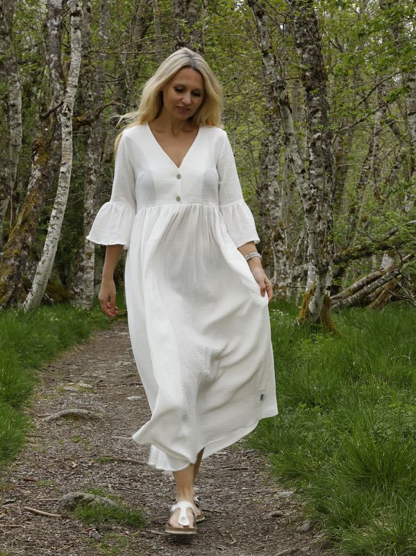 India vit boho chic klänning