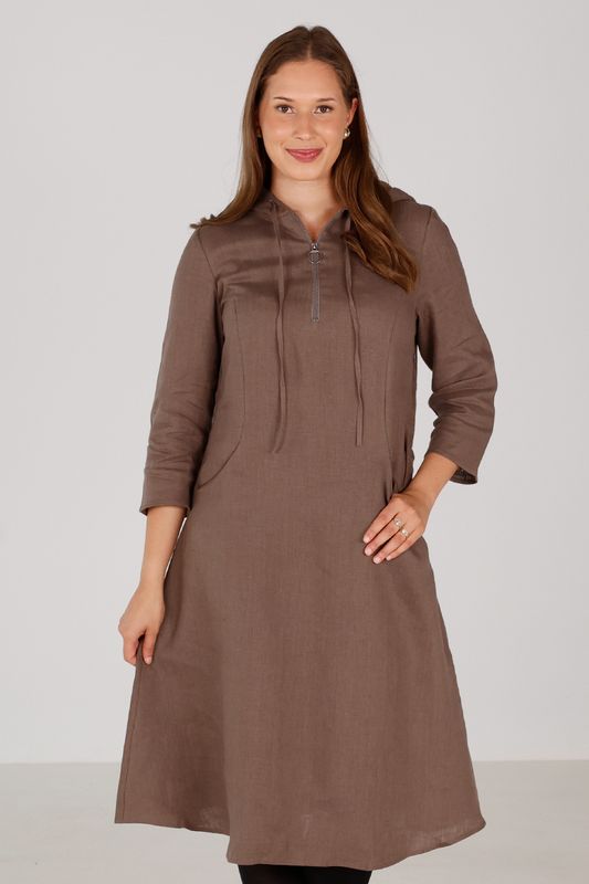 Berta wood sporty linneklänning