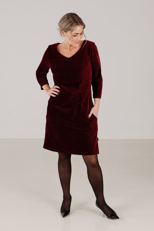 Annelise burgundy babycord klänning