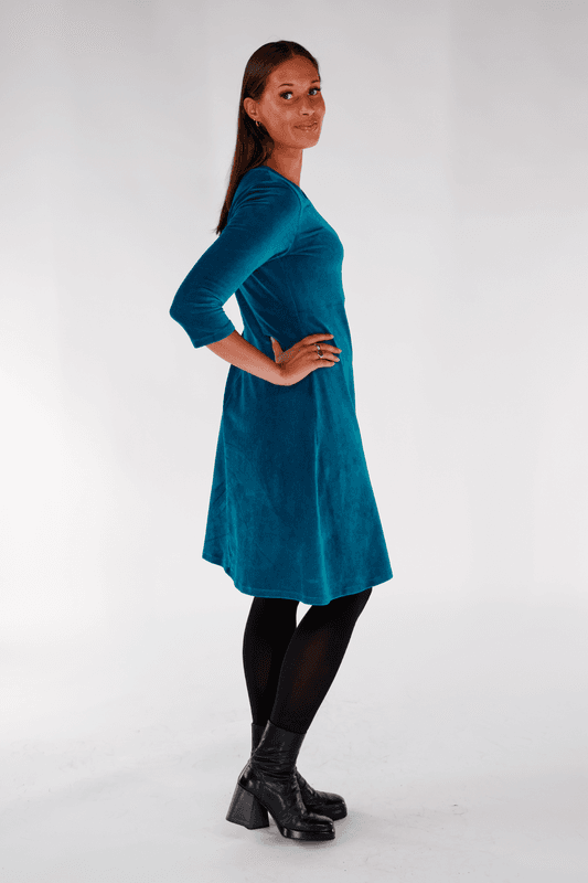 Elli klänning babycord petrol