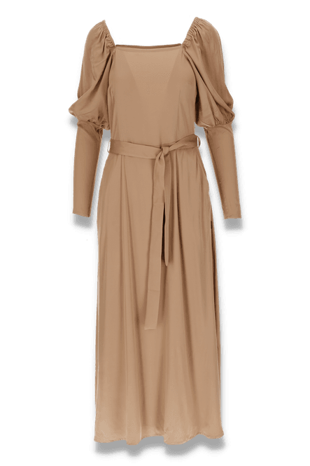 Huvudbild Leah champagneguld elegant festklänning i rayon