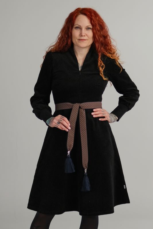 Belt ribbon hexagon blue brown 4 cm