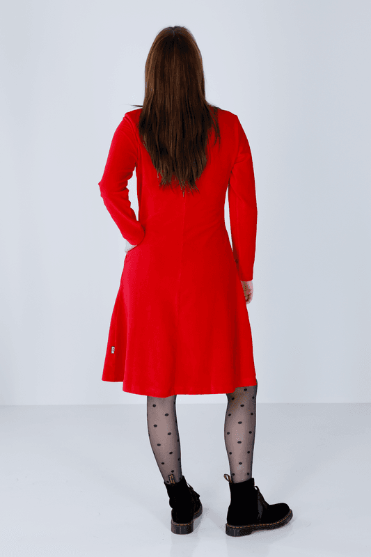 Anja basklänning i röd babycord