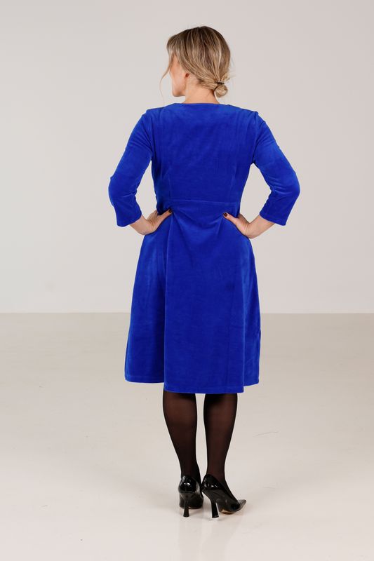 Hildur kungsblå velurklänning