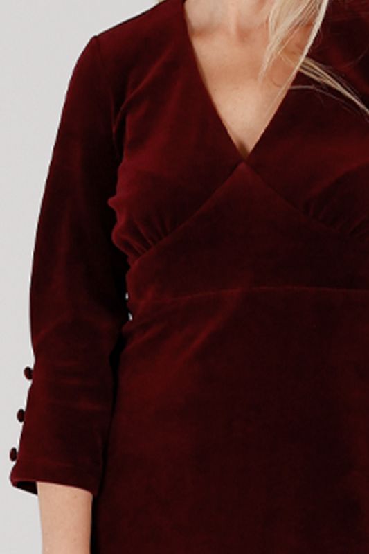 Inga burgundy lång velurklänning