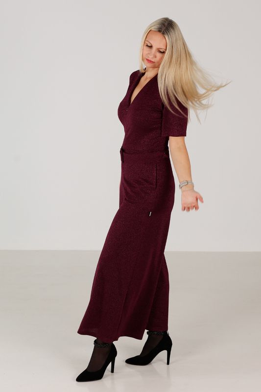 Vera plommonfärgad glitter jumpsuit
