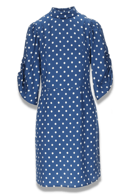 Huvudbild Bella blå och vit polkadot klänning