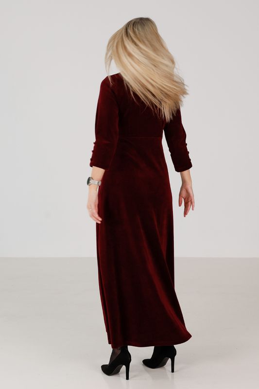 Inga burgundy lång velurklänning
