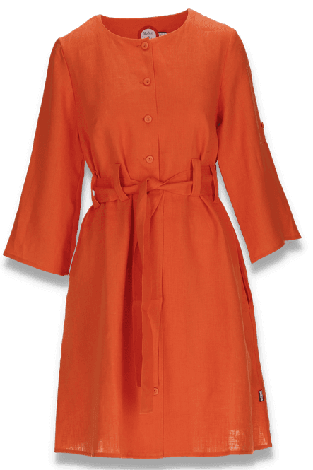 Huvudbild Eirunn orange skjortklänning i linne