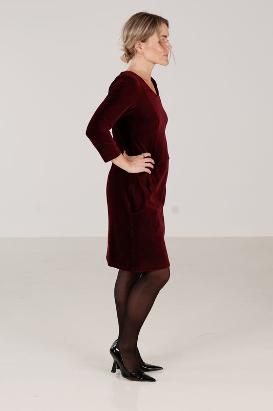 Annelise burgundy babycord klänning