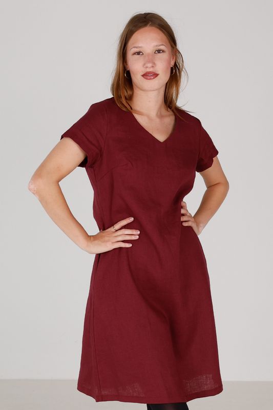 Hannalena plum linne klänning