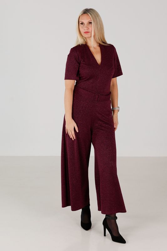 Vera plommonfärgad glitter jumpsuit