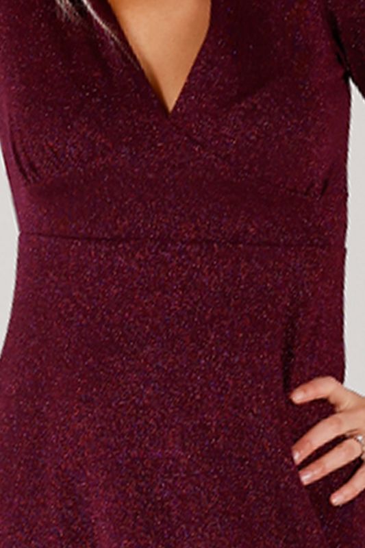 Sylvi plommonfärgad glitter klänning