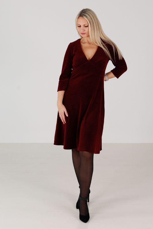 Hildur burgunder velurklänning