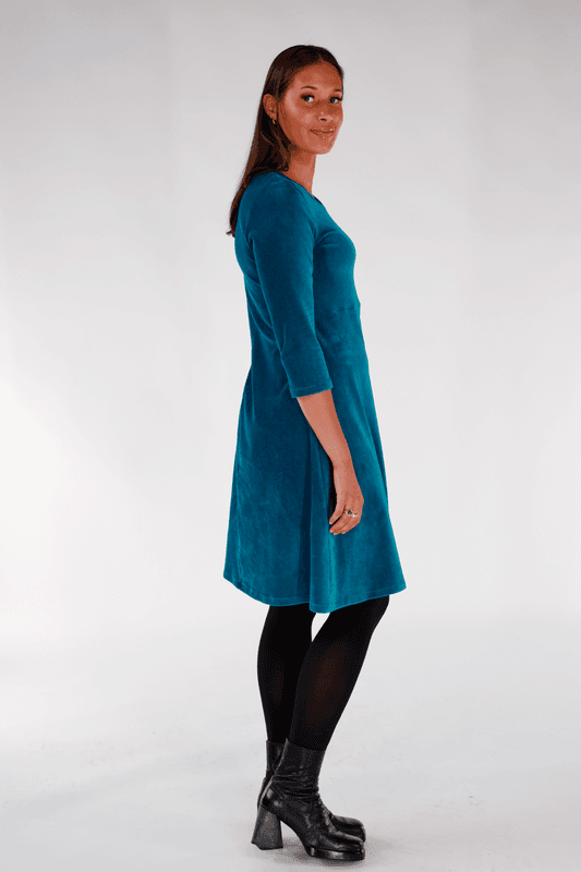 Elli klänning babycord petrol