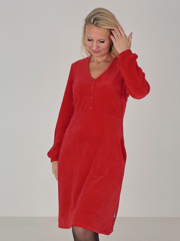 Janka röd velourklänning