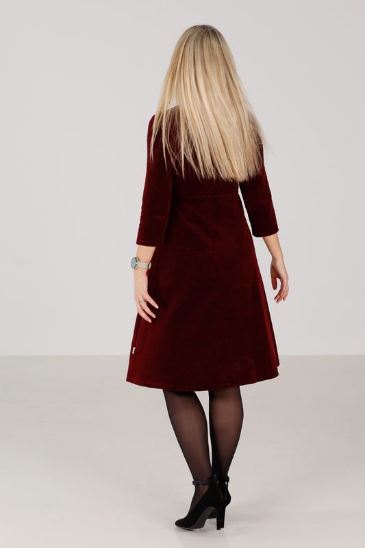 Hildur burgunder velurklänning